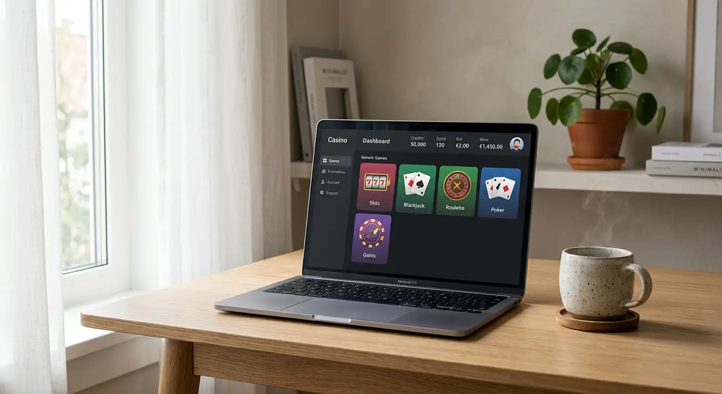 Nieuwe casino's zonder Cruks 2026 met modern dashboard op laptop